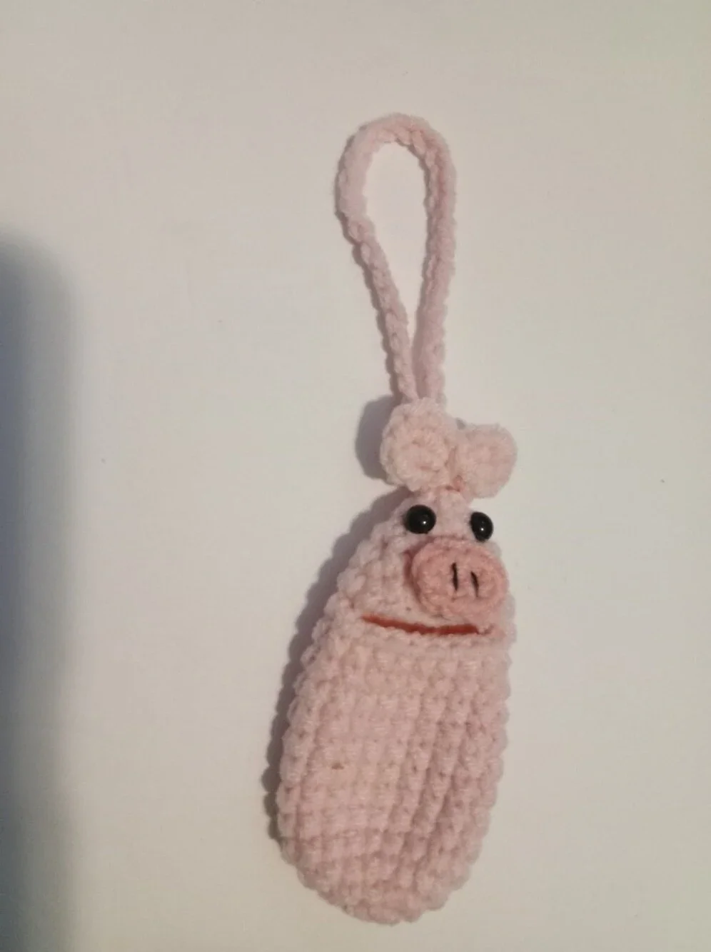 Pink Pig and Green One Eyed Monster Crochet Small Item Storage Pendant
